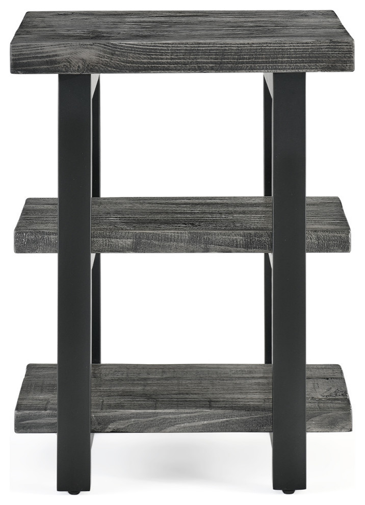 Pomona Metal and Wood 2 Shelf End Table   Industrial   Side Tables And End Tables   by Bolton Furniture  Inc.  Houzz