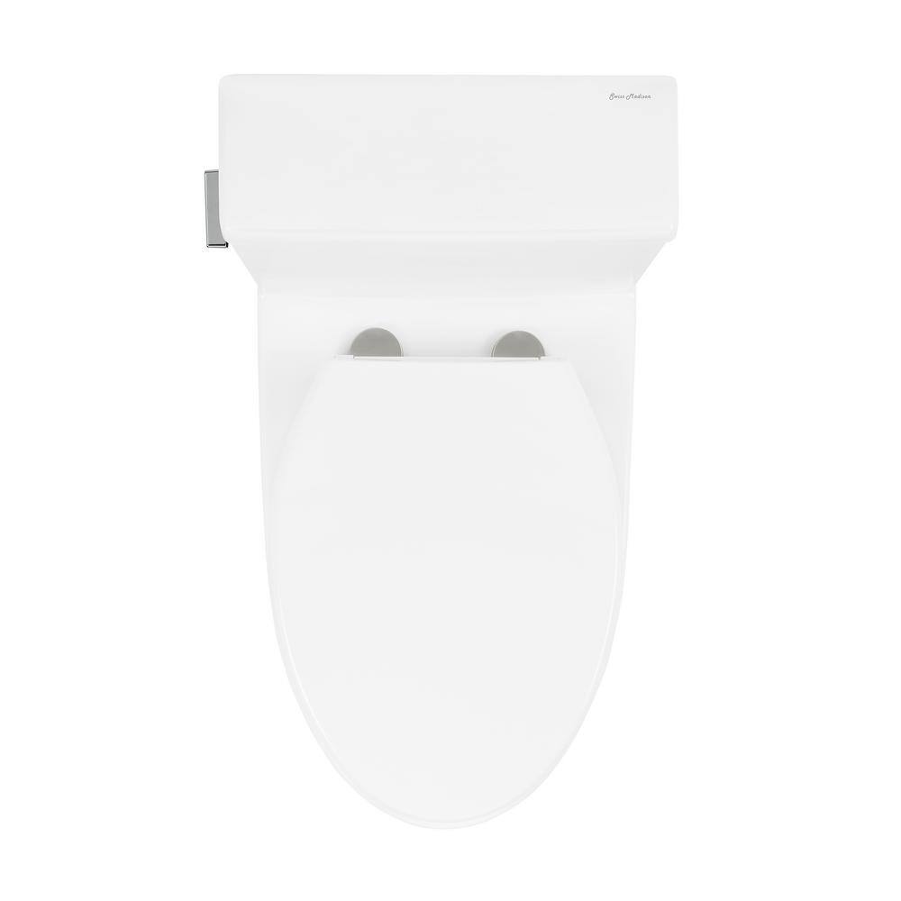 Swiss Madison Cache 2-piece 1.28 GPF Single Flush Elongated Toilet in Glossy White Seat Included SM-2T230