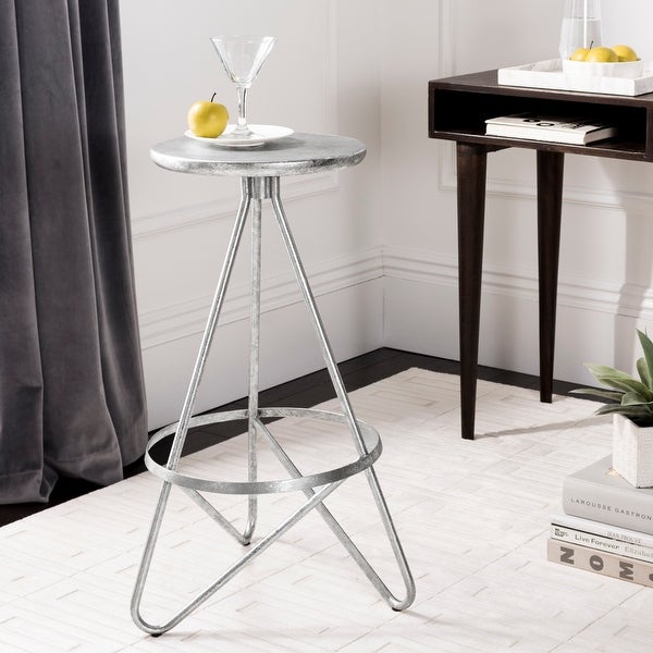 SAFAVIEH 30-inch Galexia Bar Stool - Silver / Leaf - 16.5