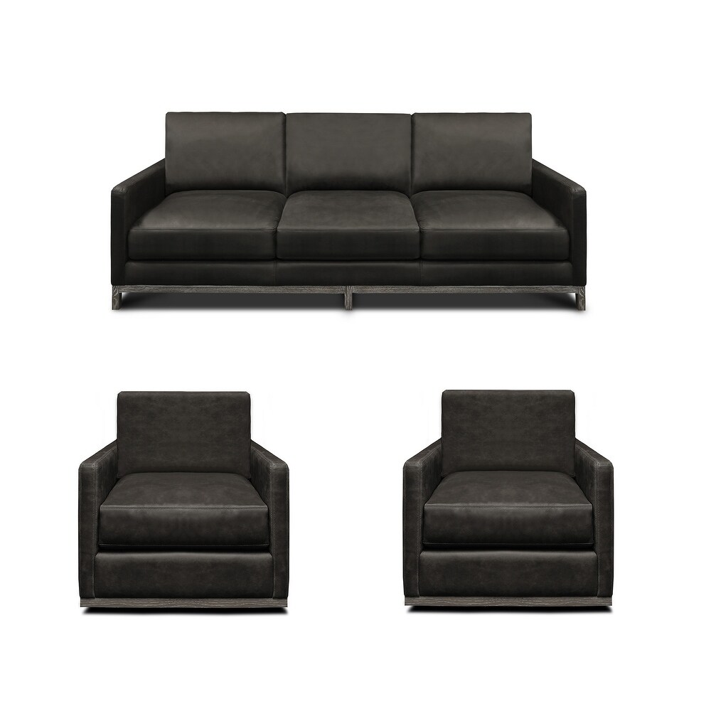 Manhattan Genuine Leather 3 Piece Living Room Set