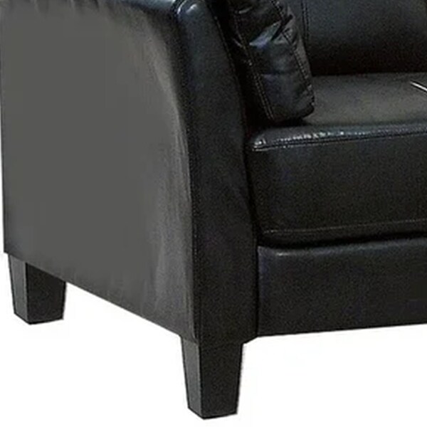 3 Seater Contemporary Sofa with Cushioned Armrests， Black