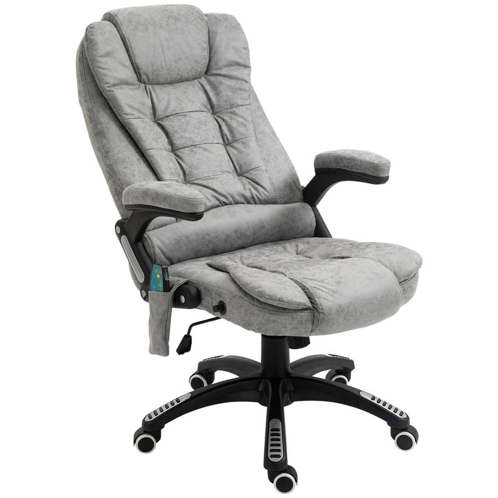 Vinsetto Grey Microfiber Ergonomic Vibrating Massage Office Chair with 6-Point Vibration Reclining Backrest 921-171V83GY