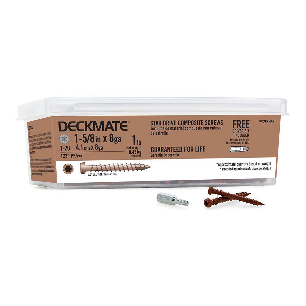 Deckmate #8 1-58 in. Star Pan-Head Composite Red Deck Screws 1 lb.-Box (123-Piece) 115712