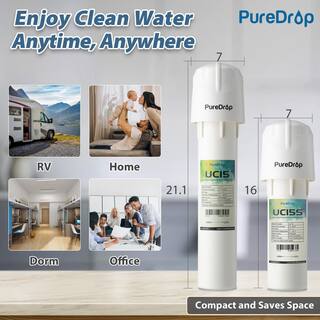 PureDrop UC15 Water Filter Under Sink 15K Gal. Capacity Chlorine Odor Bad Taste Heavy Metals and Sediment Fast Flow UC15