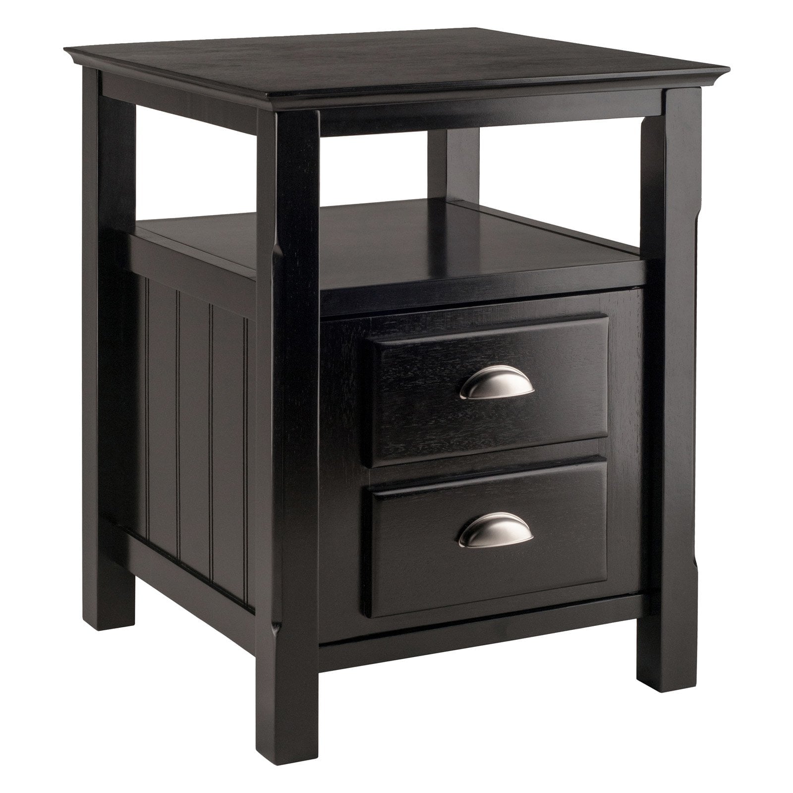 Winsome Wood Timber Nightstand with Door, Black Finish