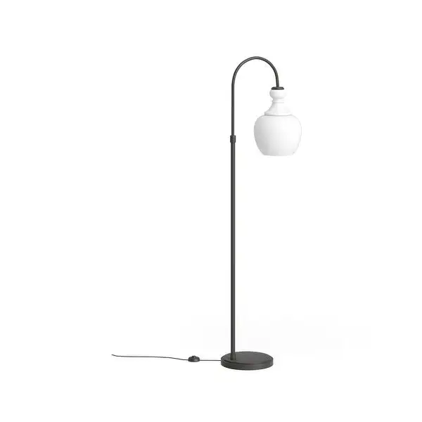 Verona Arc Floor Lamp with White Milk Glass Shade