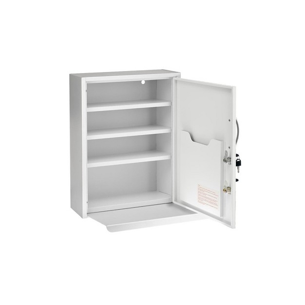 Adirmed 21 In H X 16 In W Dual Lock Medicine Security Medical Cabinet In White With Pull out Shelf