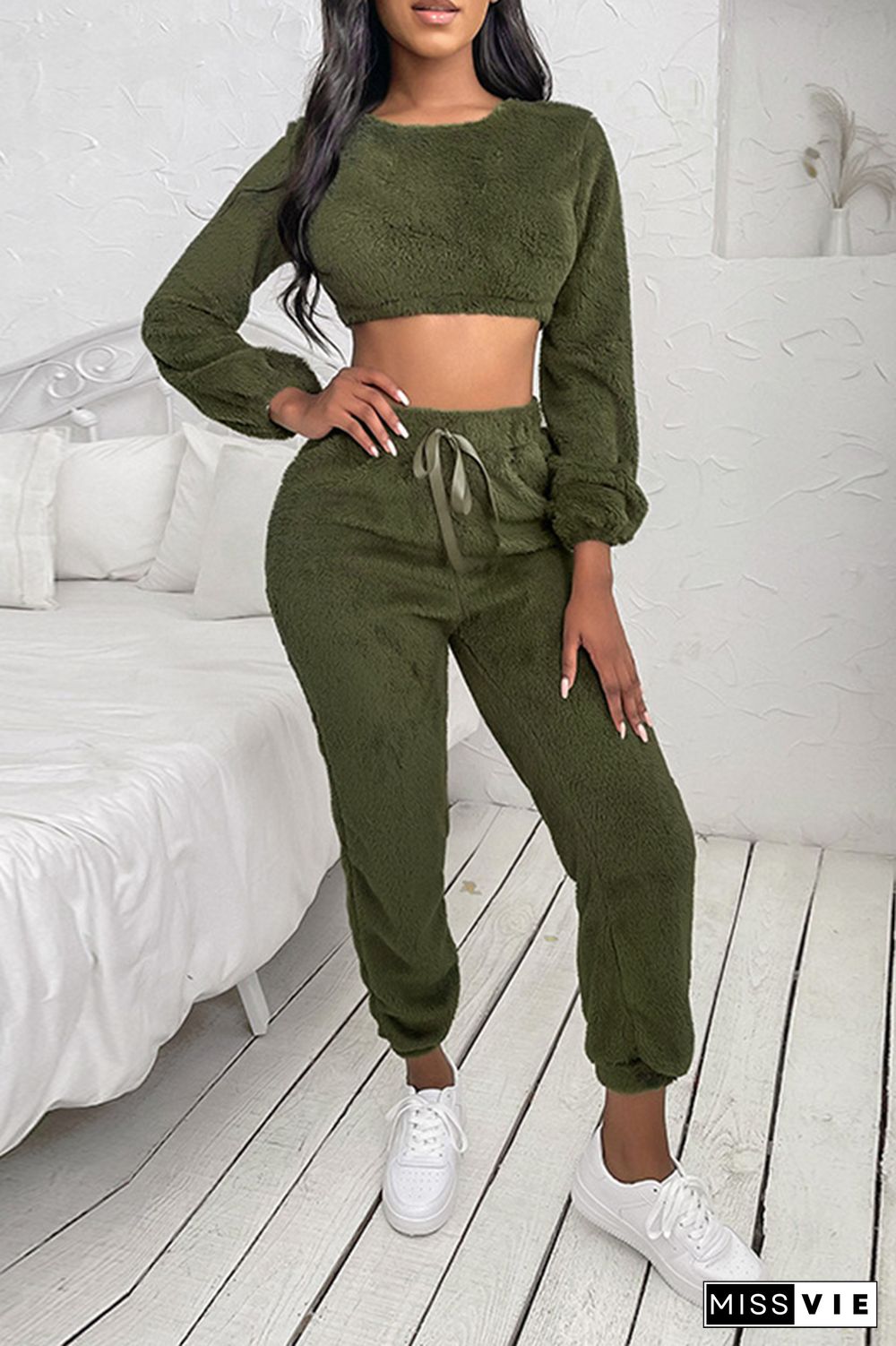 Long Sleeve Crop Tops & Pants Sports Set Wholesale