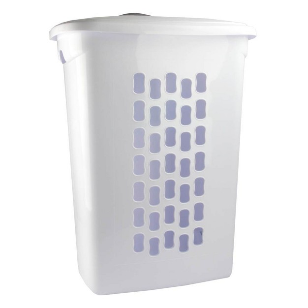 Sterilite Laundry Hamper Flip Top Lid Retractable Pull Handle Wheels