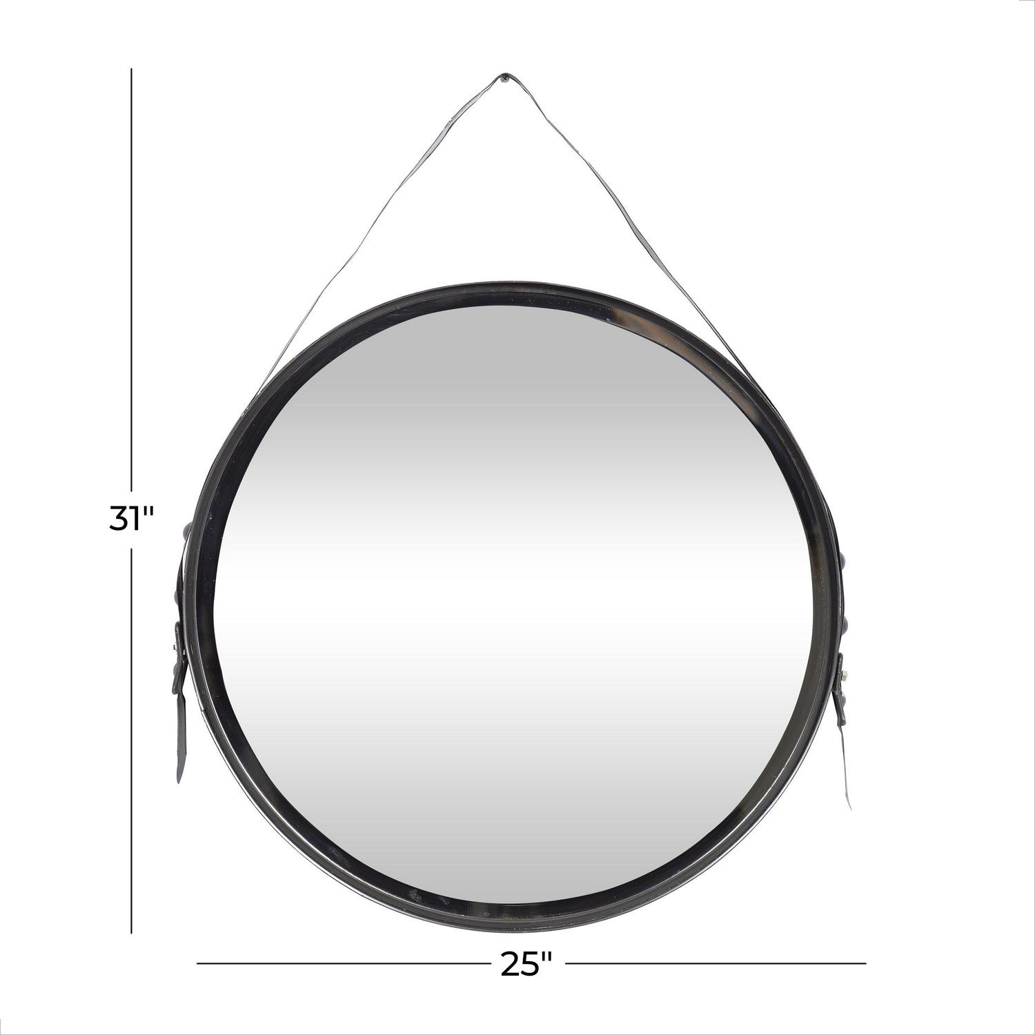 DecMode 25 W 31 H Round Wall Mirror Black  Crowdfused