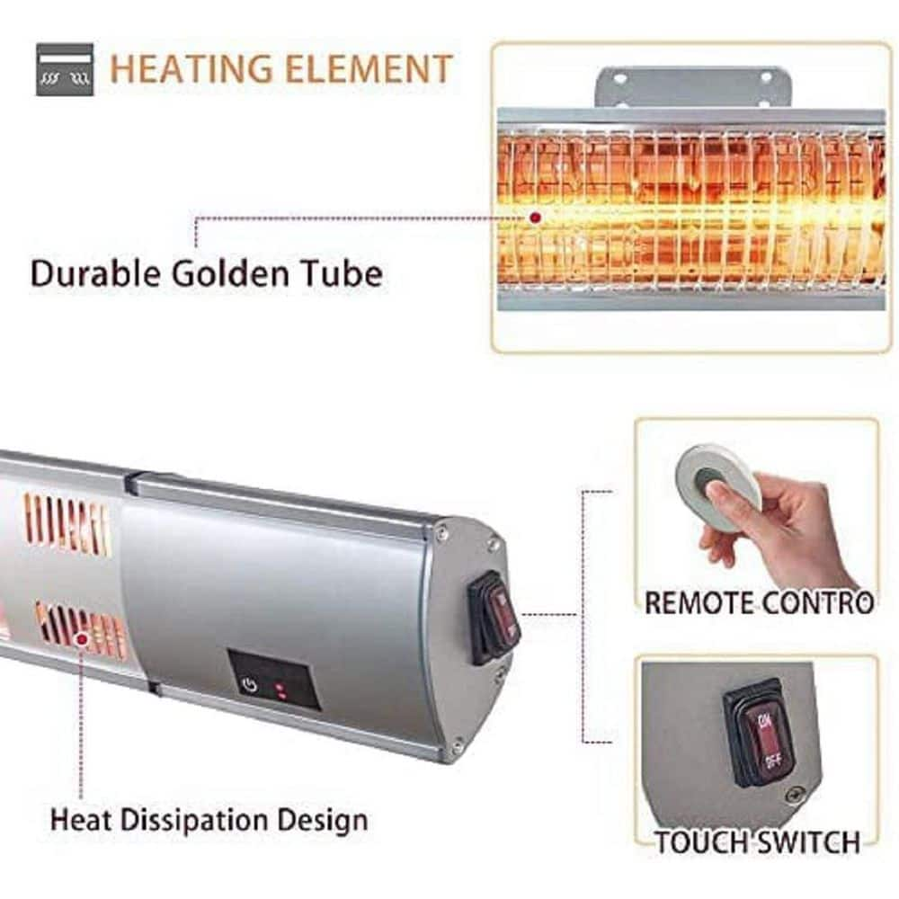 1500-Watt Super Quiet Wall-Mounted Sliver Electric Heaters with Remote Control AM1121C-207