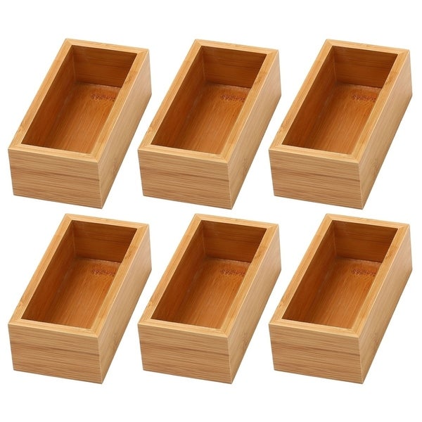 YBM Home Bamboo Kitchen Drawer Organizer Storage Box (Set of 6)，