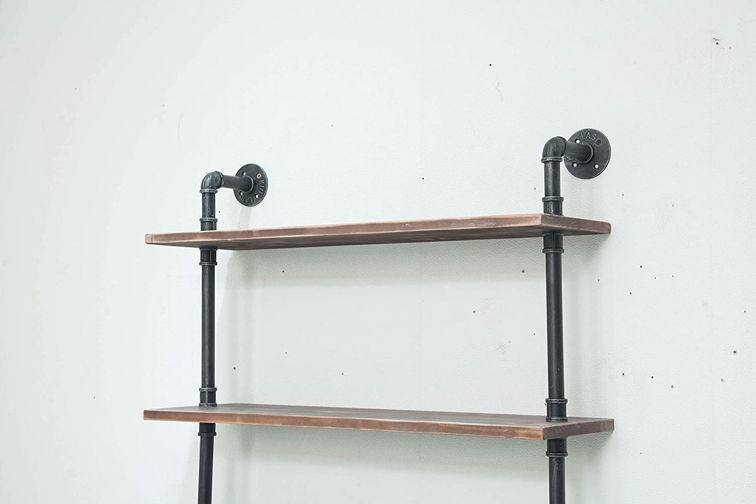 Industrial Pipe Shelves Rustic Wood Ladder Bookshelf Wall Mounted Shelf for Living Room Decor and  (32in  6 Layers)