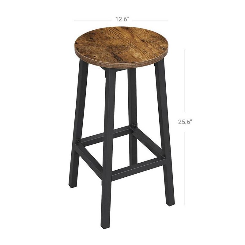 BreeBe Set of 2 Industrial Round Bar Stool Chairs