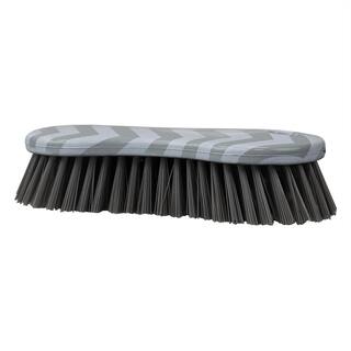 Home Basics Chevron Multi-Purpose Plastic Scrub Brush Grey HDC77538