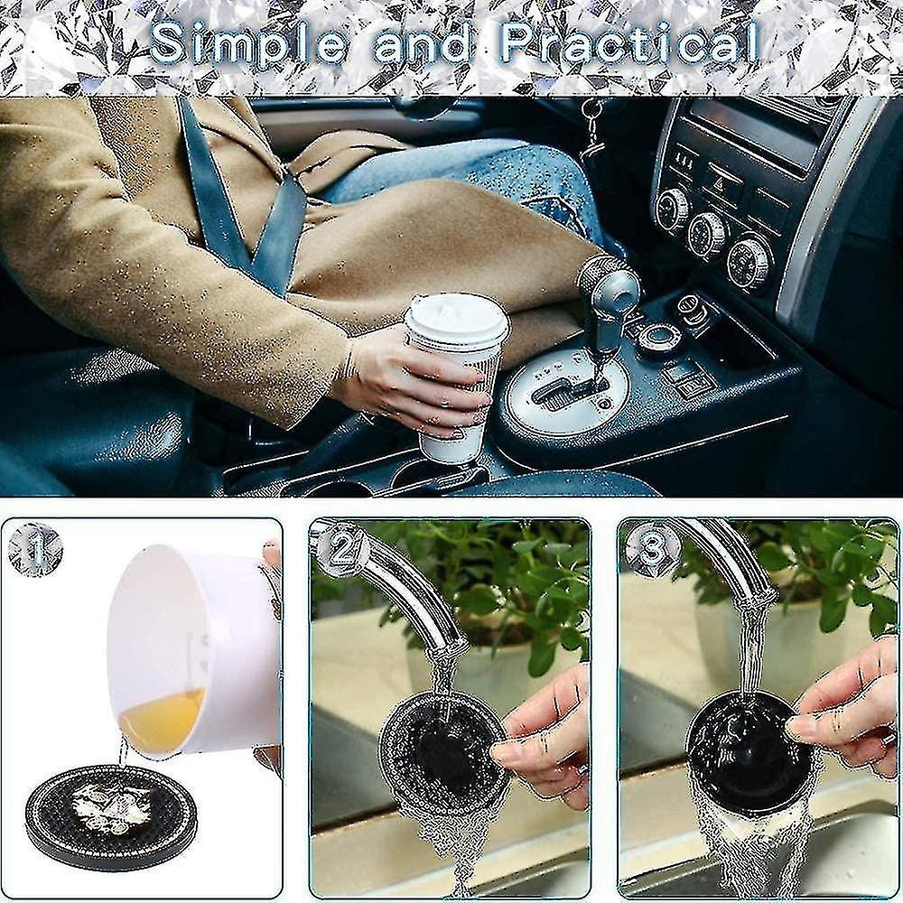 4 Pieces Car Coaster， 2.75 Inch Silicone Non-slip Crystal Car Coaster， Car Interior Accessories， Gm