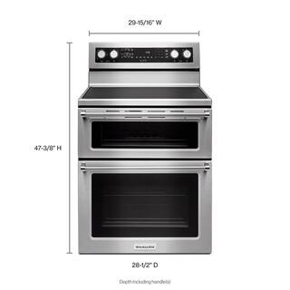 KitchenAid 6.7 cu. ft. Double Oven Electric Range with Self-Cleaning Convection Oven in Stainless Steel KFED500ESS