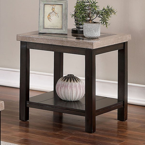 Furniture of America Elga Transitional Walnut 22-inch Side Table