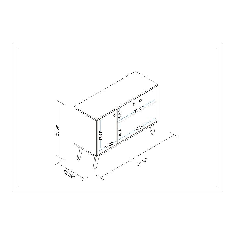 Manhattan Comfort Bromma 3-Shelf Sideboard