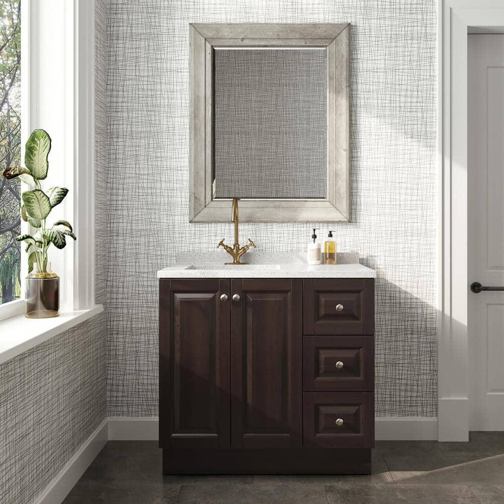 Glacier Bay Northwood 37 in W x 19 in D Bathroom Vanity in Dusk with Solid Surface Vanity Top in Silver Ash with White Sink