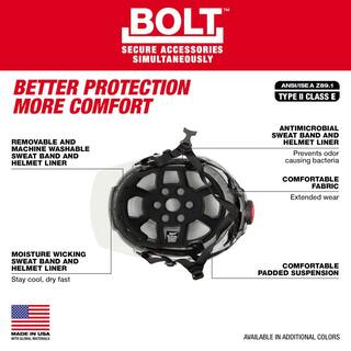 MW BOLT Black Type 2 Class E Front Brim Non-Vented Safety Helmet 48-73-1331