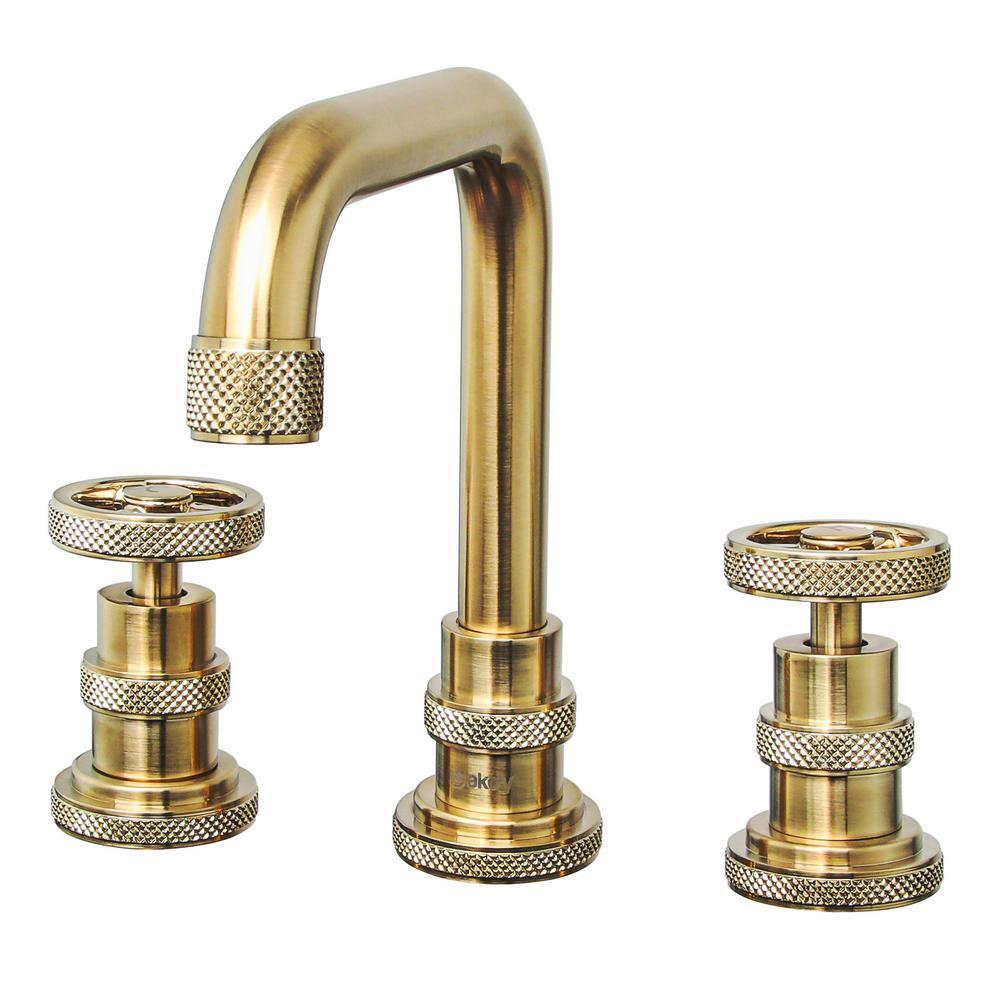 AKDY 8 in Widespread 2Handle HighArc Bathroom Faucet in Brushed Gold