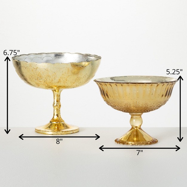 amp 6 75 quot Gold Glass Pedestal Goblet Set Of 2 Multicolored