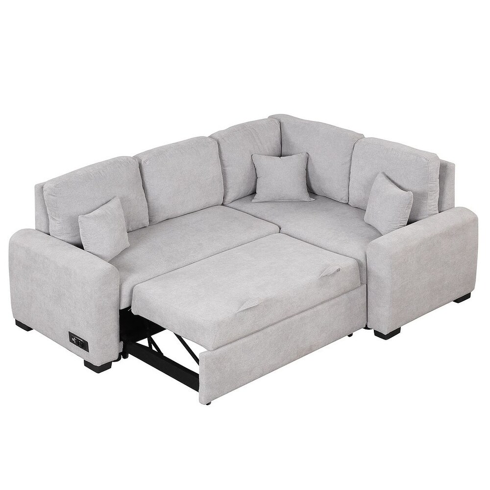 L Shape Reversible Convertible Sleeper Sectional Sofa Bed