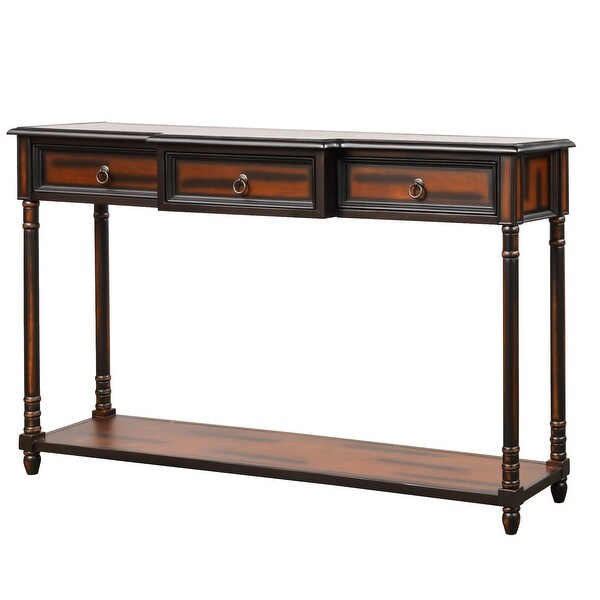 Console Table Sofa Table with Drawers Luxurious and Exquisite Design for Entryway with Projecting Drawers and Long Shelf