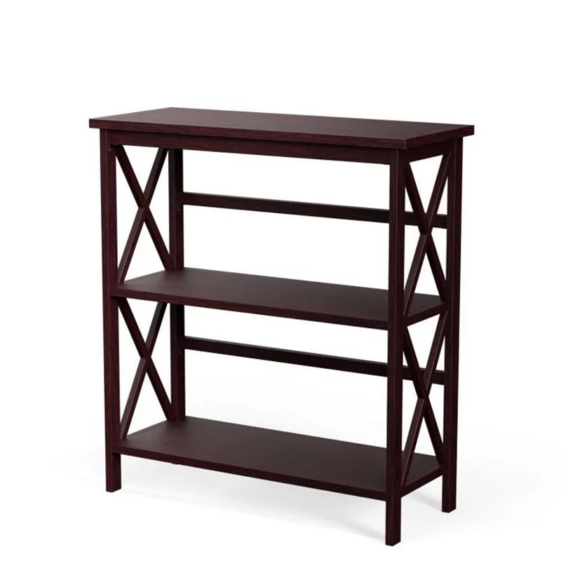 Hivago 3-Tier Wooden Multi-Functional X-Design Etagere Storage Bookshelf