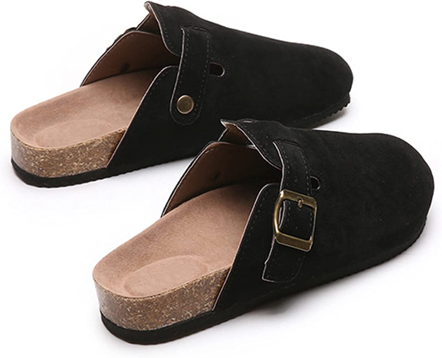 Boston Clogs for Women Suede Clog for Men Dupes Cork Mules Soft Classic Leather Shoes Anti-Slip Sole