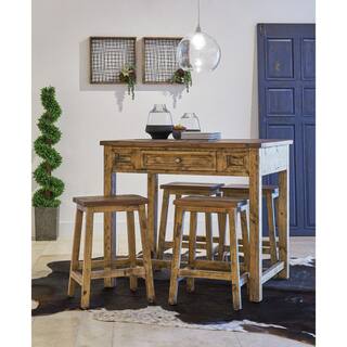 Picket House Furnishings Abilene Brown Kitchen Island and 4-Stools MAIZ191KIST