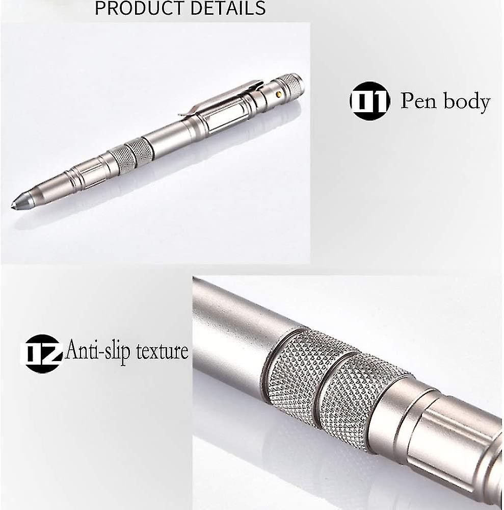 Tactical Pen， Multifunctional Tactical Self-defense Ballpoint Pen With Knife/led Lighting/lettering