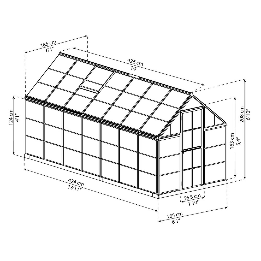 Harmony 6 ft. Silver   Grey /Clear DIY Greenhouse Kit