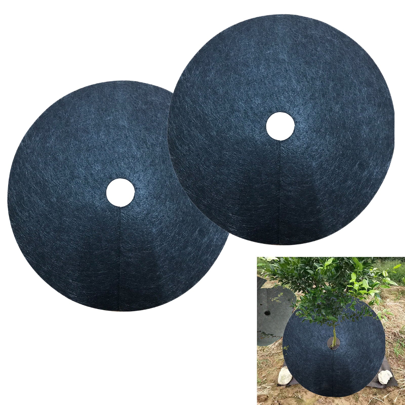 2Pcs Non-woven Tree Protection Mat Weed Mats Black Prevent Grass And Weeds For Garden Outdoor Weeding Cloth