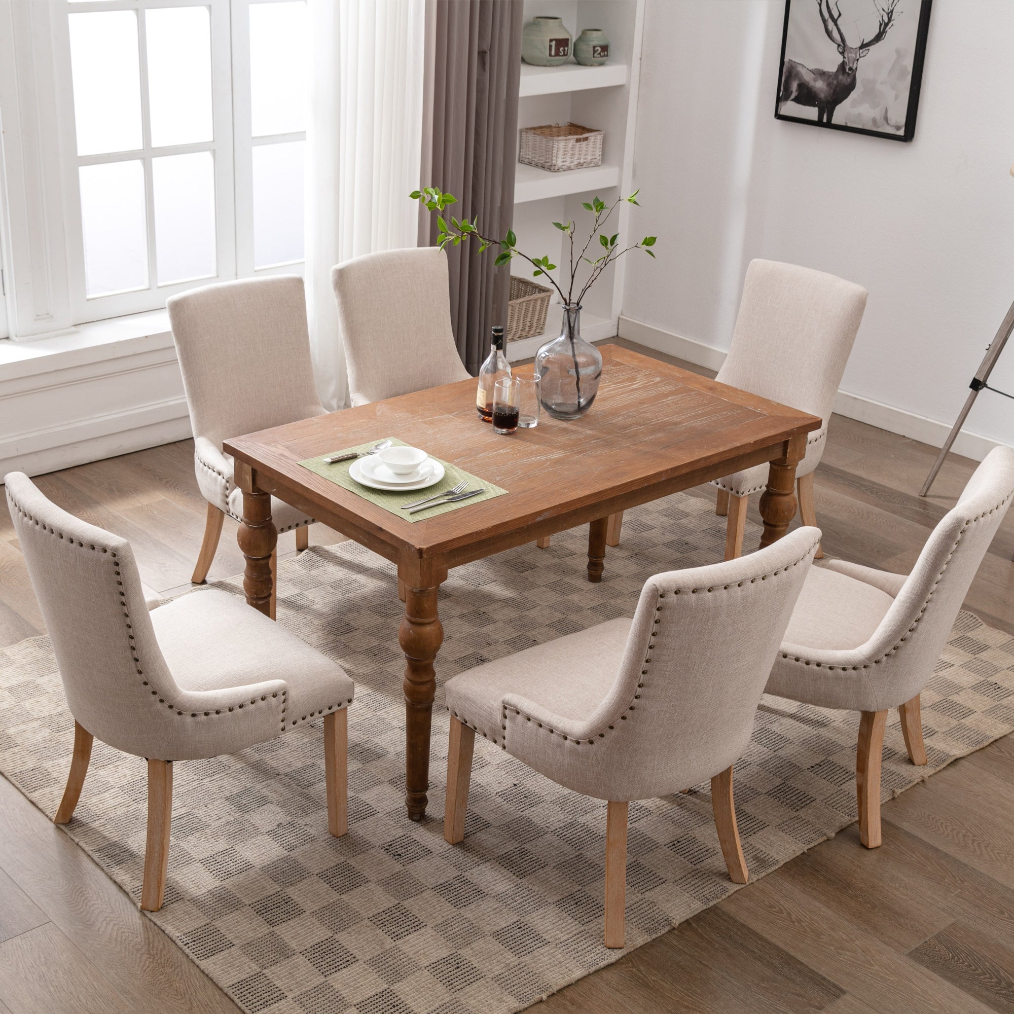 Dining Chair 2-Piece Set with Comfortable and Soft Cushion， Solid Wood Legs are Solid， Safe for Kitchen and Dining Room