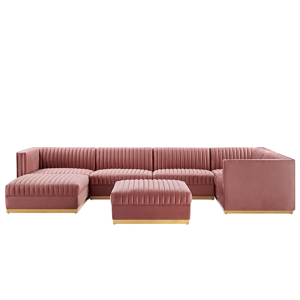 Sanguine Channel Tufted Performance Velvet 7 Piece Right Facing Modular Sectional Sofa