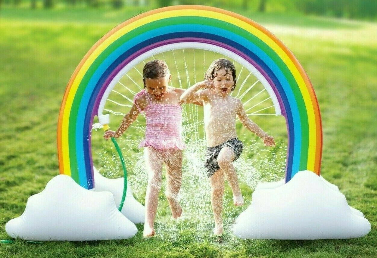 Rainbow Sprinkler Toy for Kids, Inflatable Pool Summer Fun Spray Water Toy, Outdoor Backyard for Children Infants Toddlers, Boys, Girls 3 4 5 6 7 8 Year Old