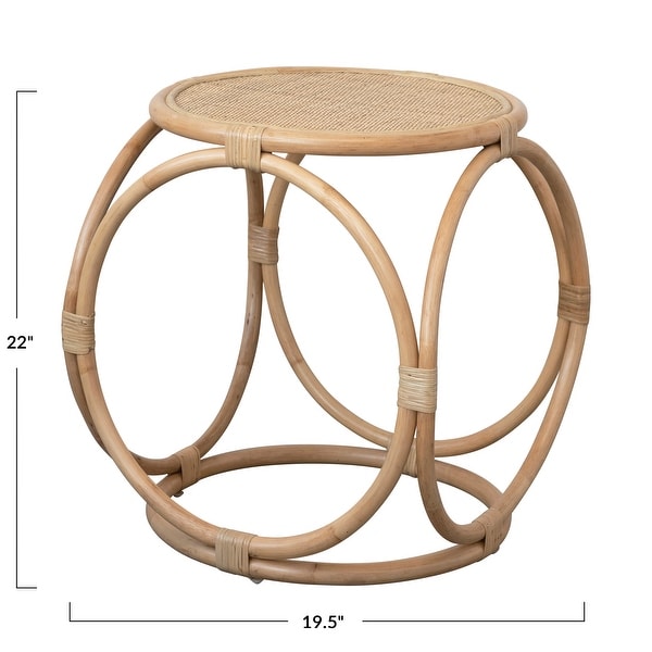 Handmade Rattan Side Table - 80% Rattan， 20% Plywood