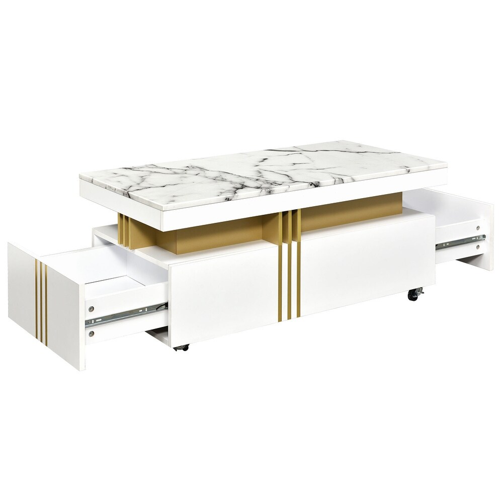 Contemporary Coffee Table with Faux Marble Top