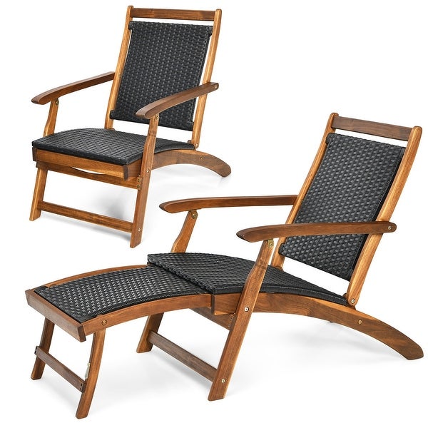 Wood Folding Chaise Lounge Chair Outdoor Foldable Chair - Overstock - 36732252