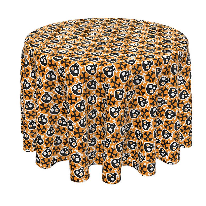 Round Tablecloth， 100% Polyester， 70 Round， Hipster Skull and Bones