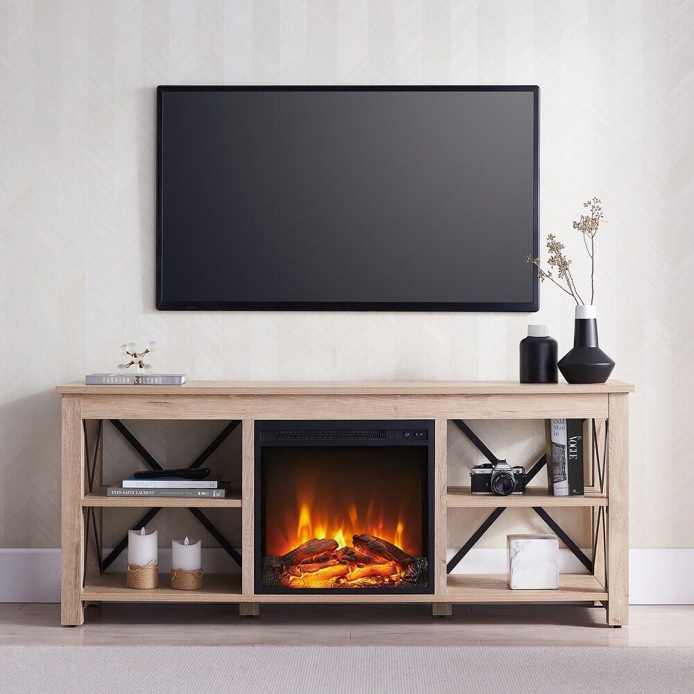 Sawyer TV Stand with Log Fireplace Insert