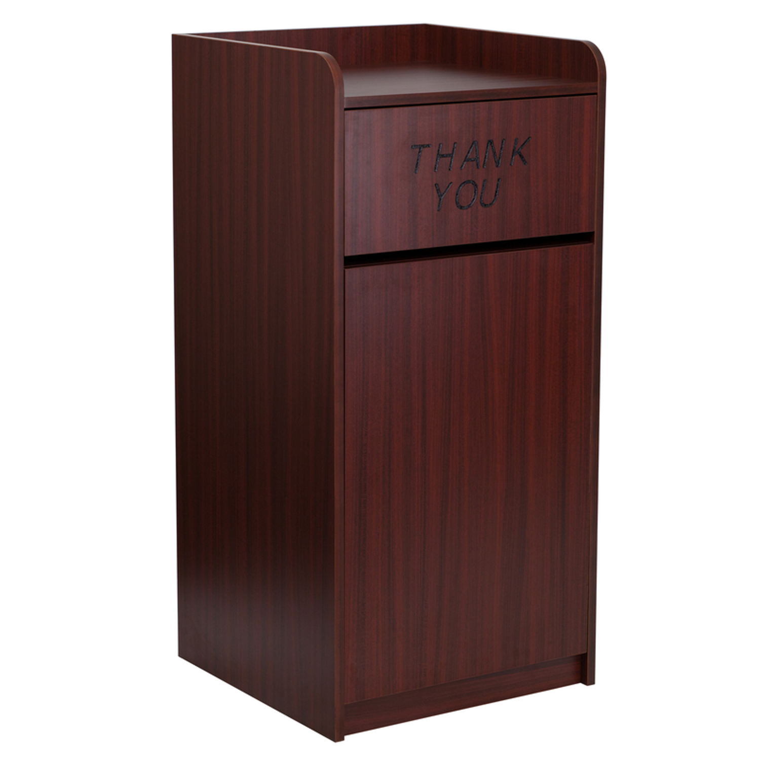 Flash Furniture 36 gal Brown Wood Square Garbage Can