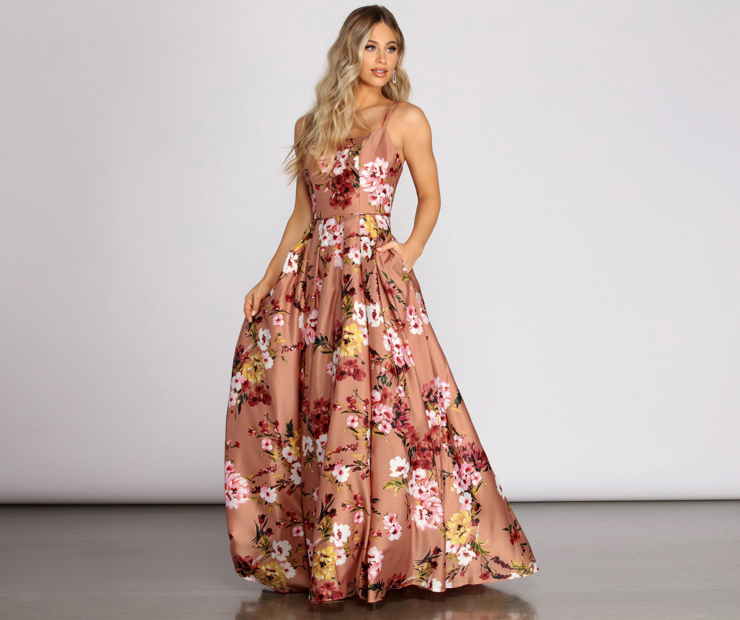 Magdalena Satin Floral Gown