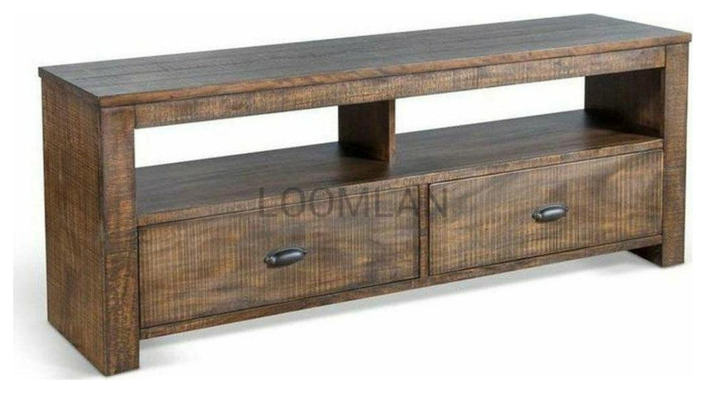 64 quotWood TV Stand Media Console With Drawers Storage Cabinet   Rustic   Entertainment Centers And Tv Stands   by Sideboards and Things  Houzz