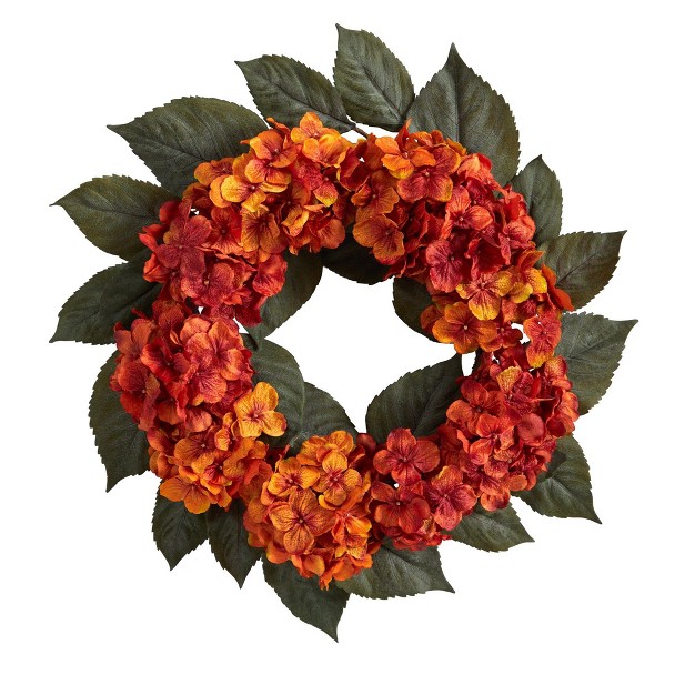 Nearly Natural 20 Autumn Hydrangea Artificial Wreath