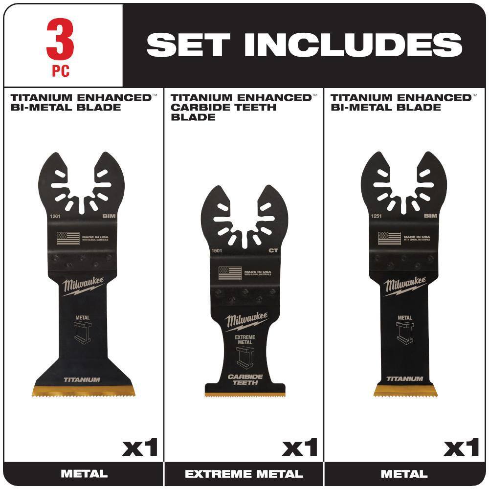 MW Multi-Tool Oscillating Metal Cutting Blade Kit (3-Piece) 49-10-9006