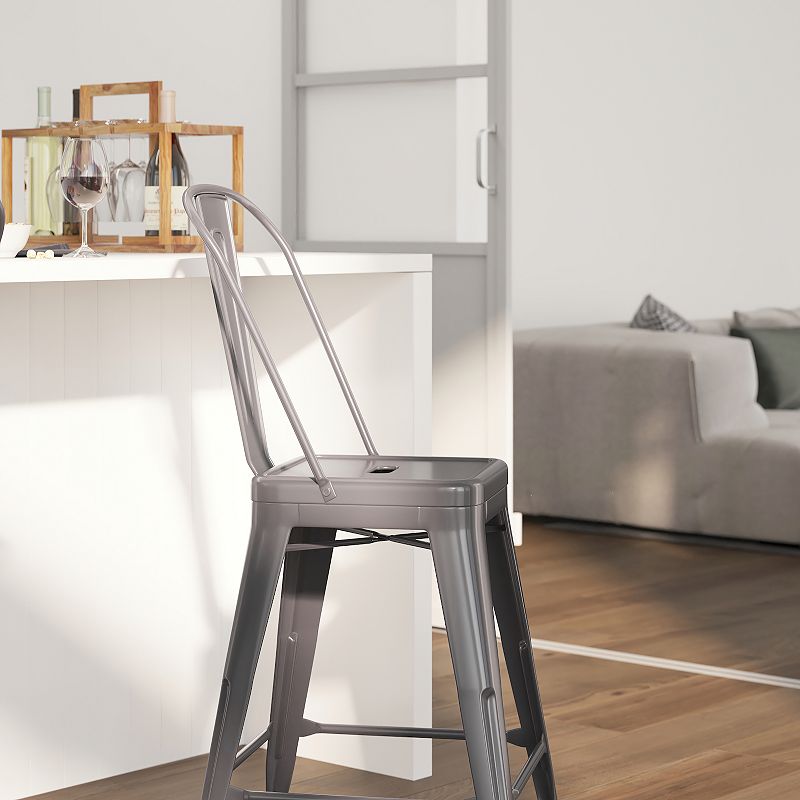 Merrick Lane Geralt Modern Stool with Powder Coated Metal Frame for Indoor Use