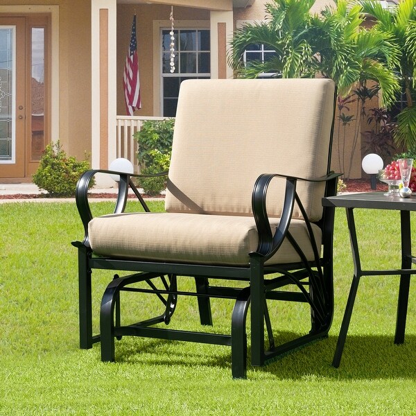 Costway Patio Rocking Chair with Cushion HeavyDuty Metal Frame Smooth